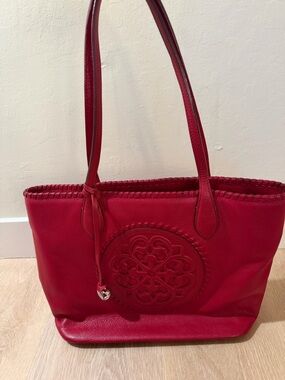 Brighton Red Leather Tote with Embossed Medallion